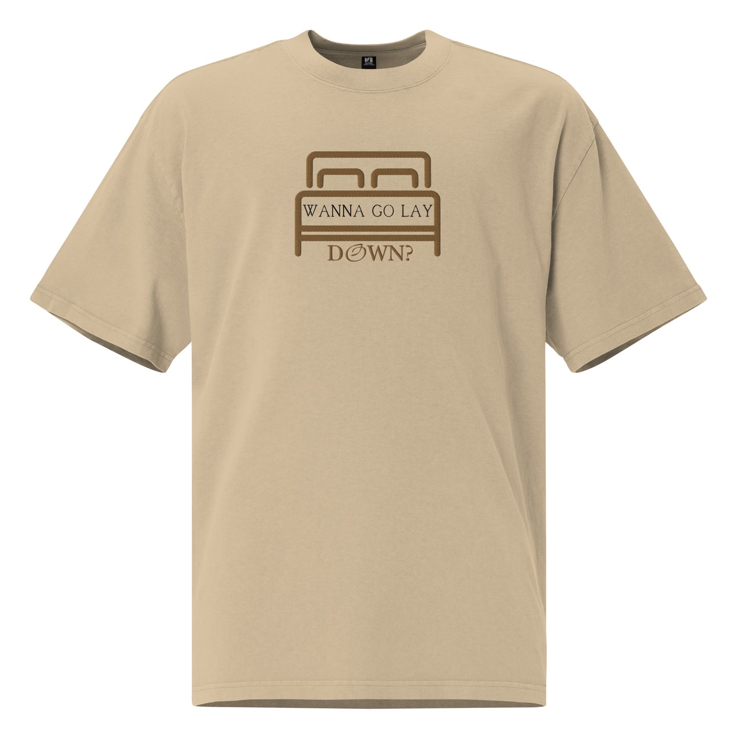 Wanna Go Lay Down Embroidered Oversized Tee