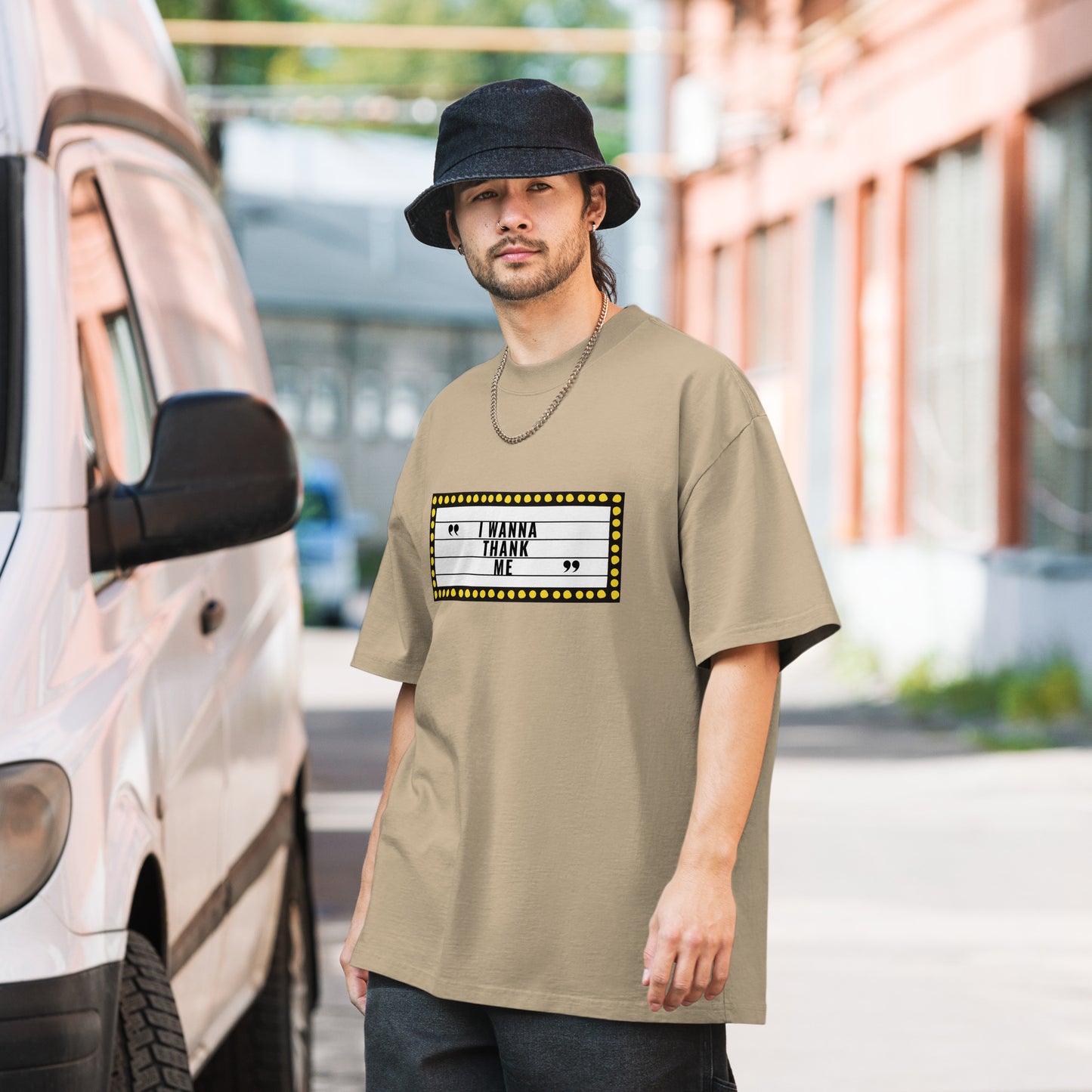 I Wanna Thank Me Marquee Oversized Faded T-Shirt