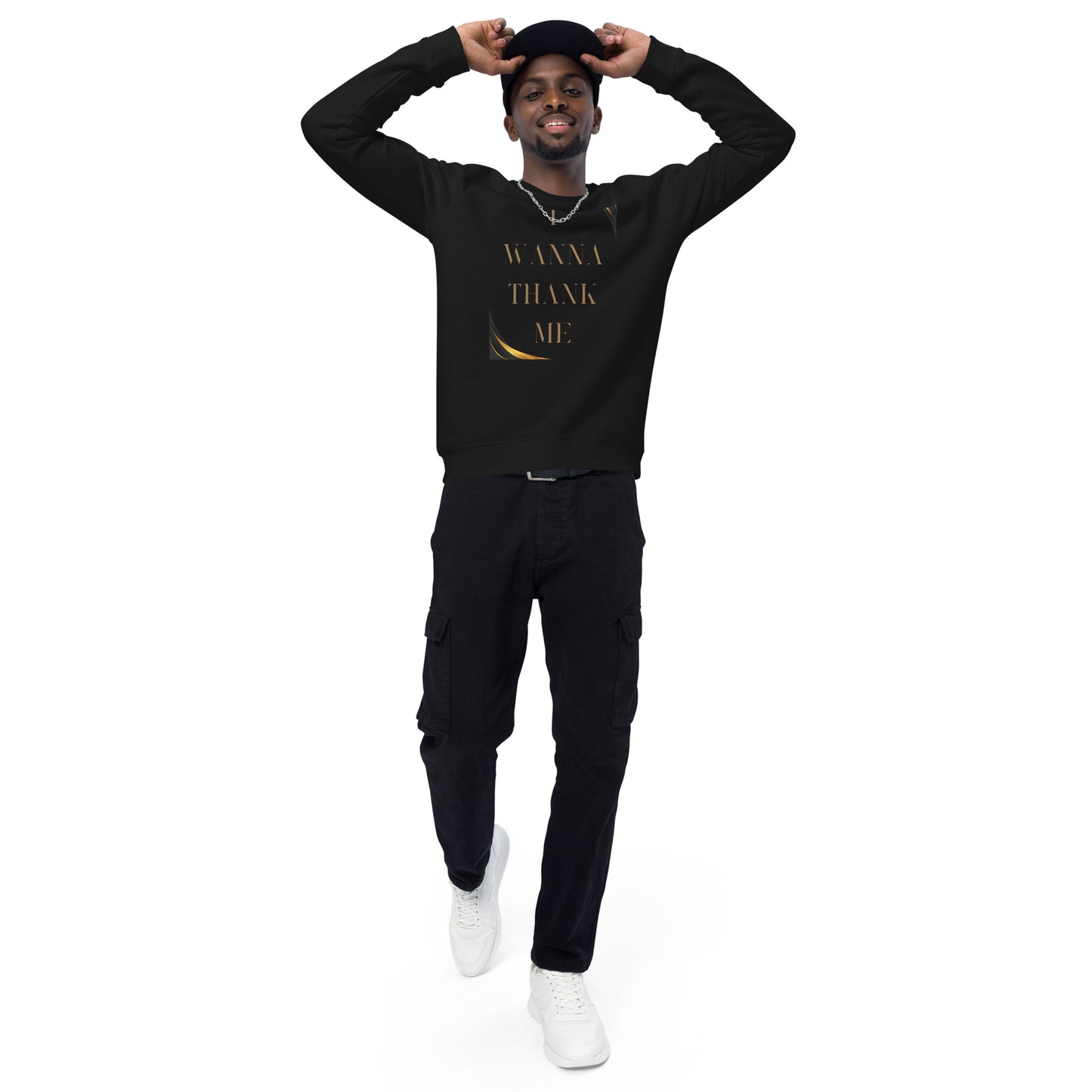 I Wanna Thank Me Gold Letter Organic Raglan Sweatshirt