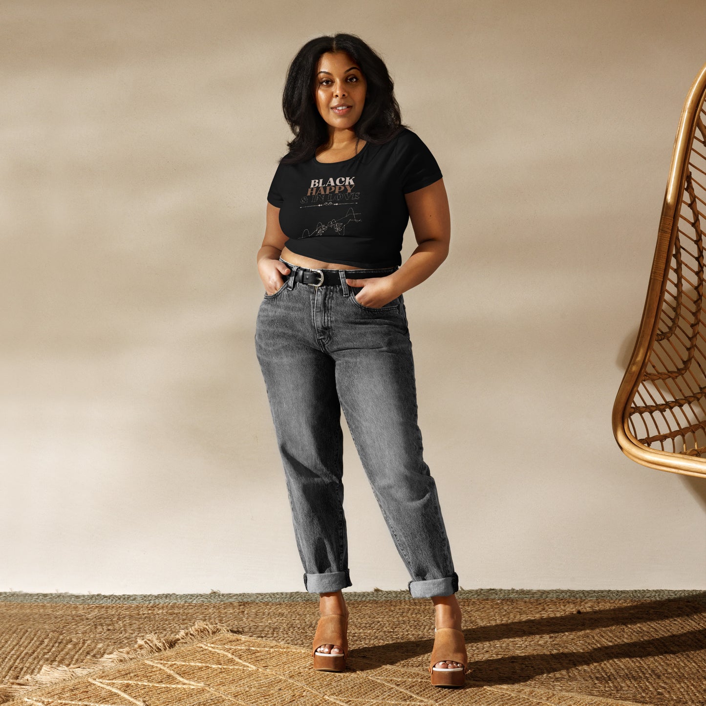 Black, Happy, & In Love Women’s Crop Tee