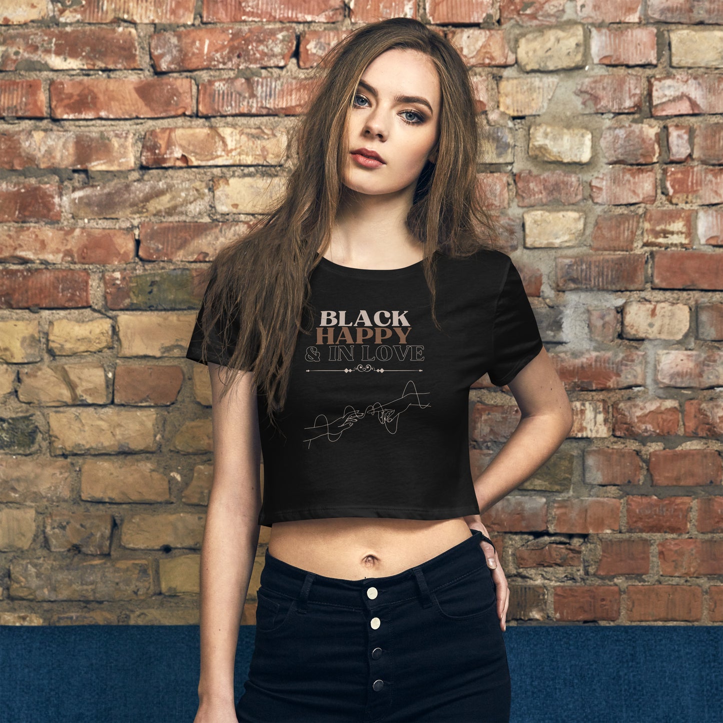 Black, Happy, & In Love Women’s Crop Tee