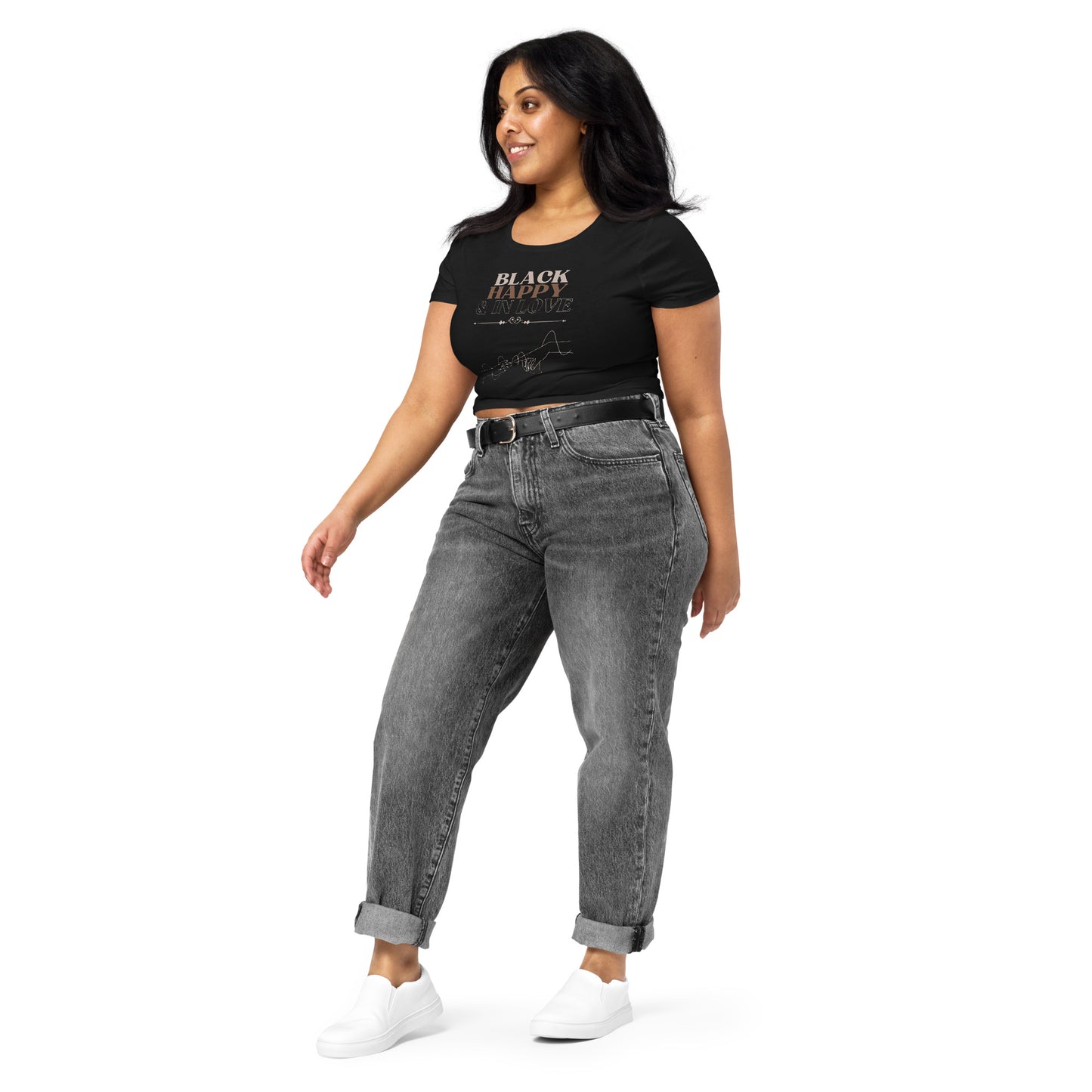 Black, Happy, & In Love Women’s Crop Tee