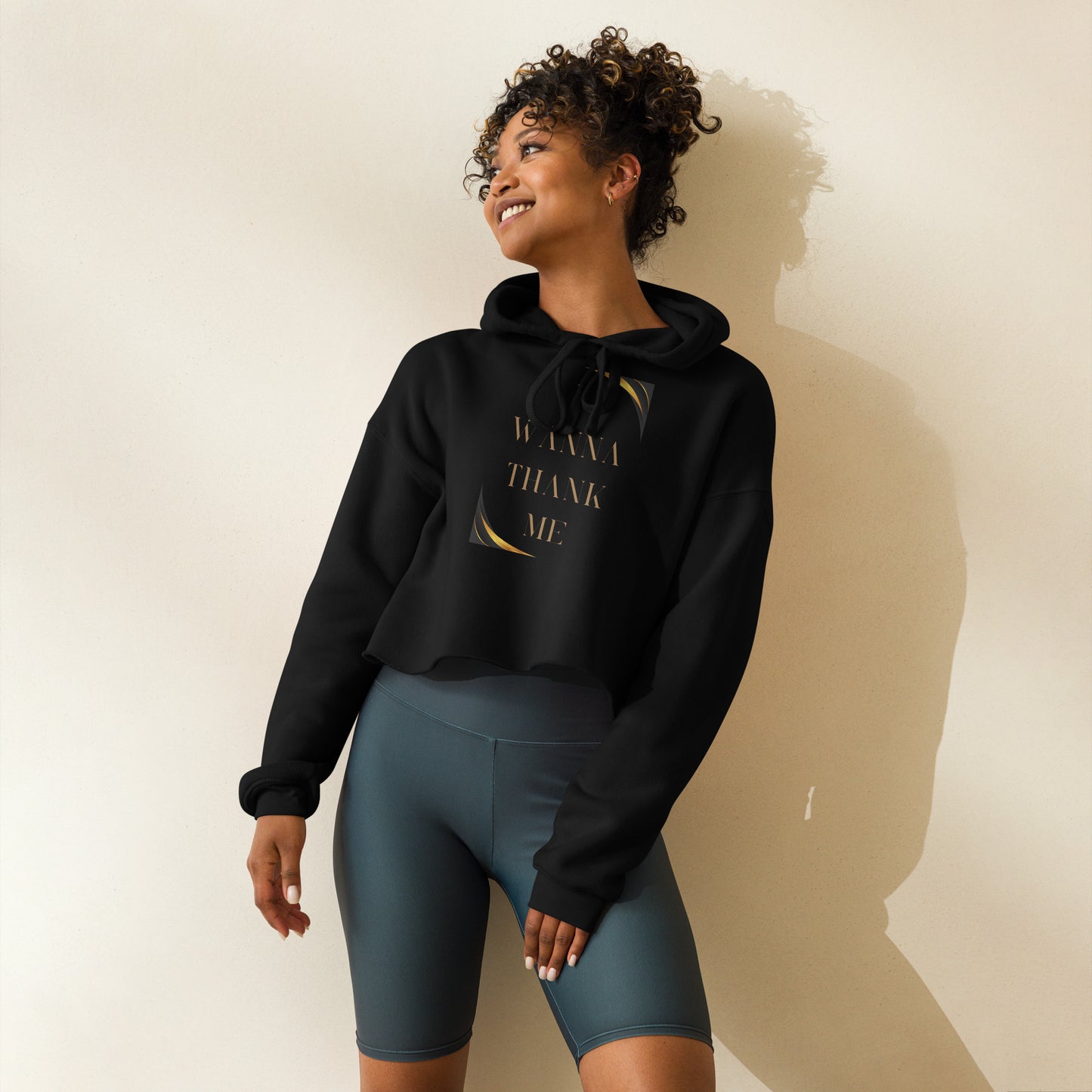 I Wanna Thank Me Gold Letter Crop Hoodie