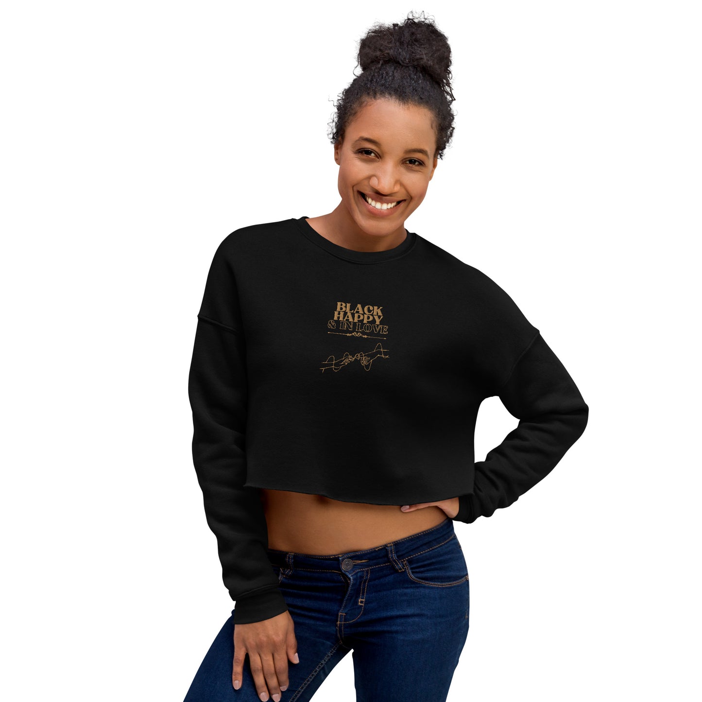 Black, Happy, & In Love Crop Sweatshirt